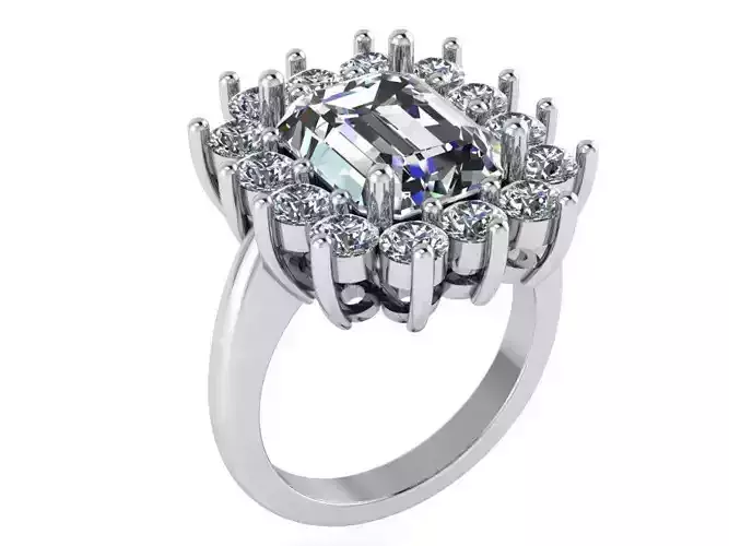 Radiant Cut Cluster Ring 0167