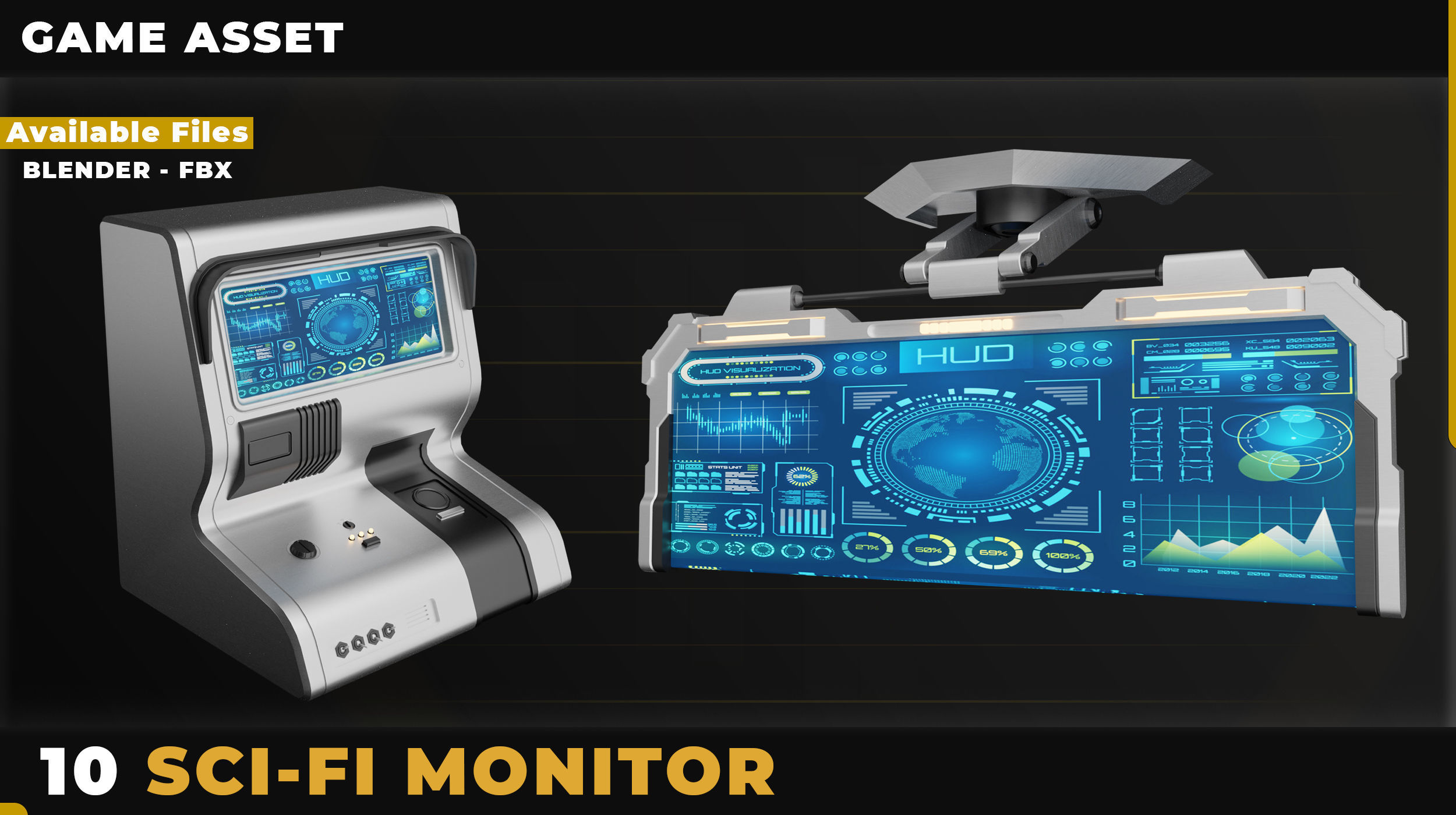 10 SCI-FI MONITOR HARDSURFACE Low-poly 3D model_3