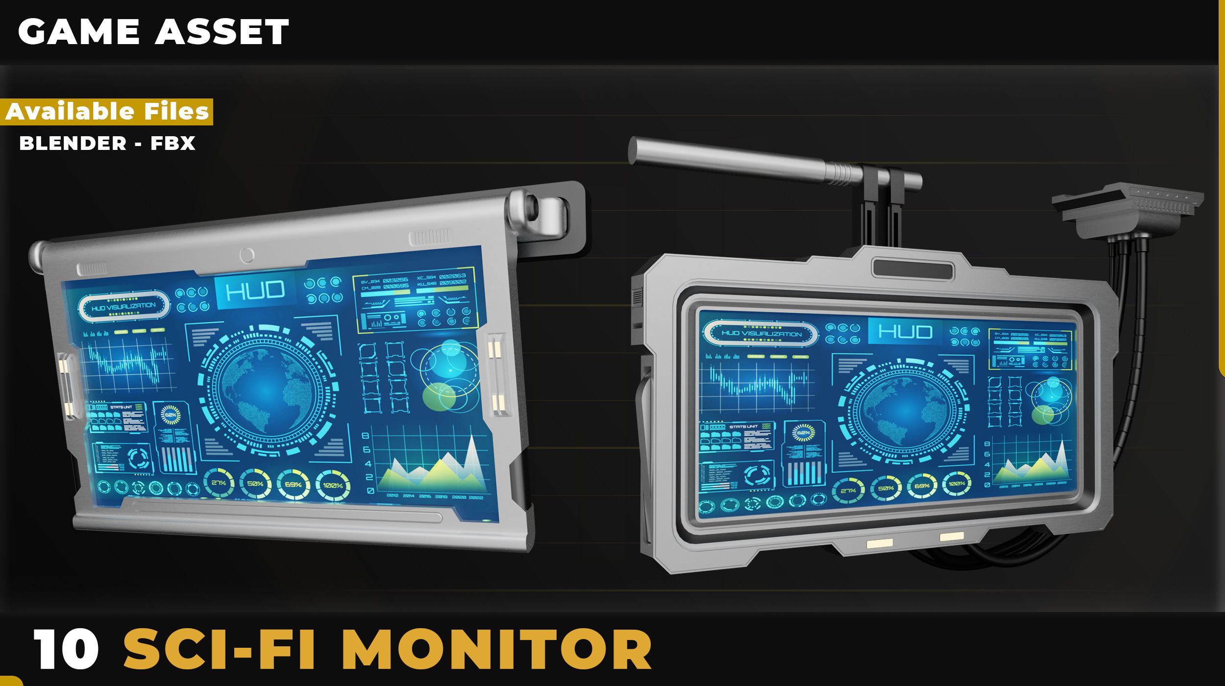 10 SCI-FI MONITOR HARDSURFACE Low-poly 3D model_2