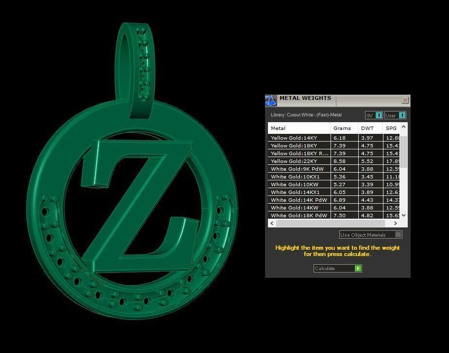 Z Letter Pendant 3D print model_7