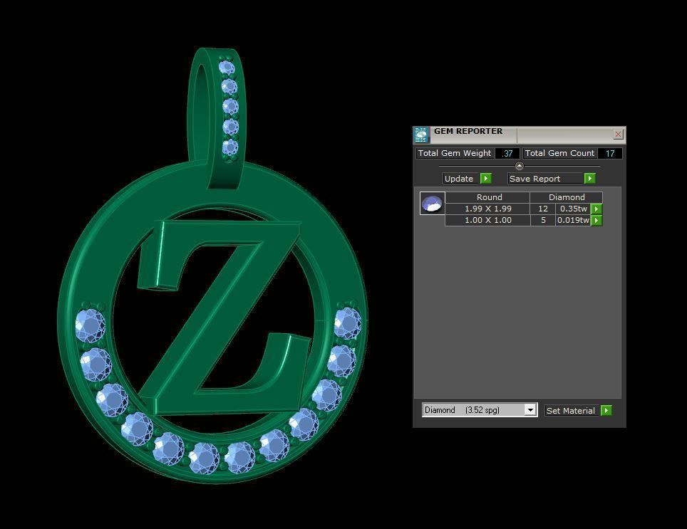 Z Letter Pendant 3D print model_6