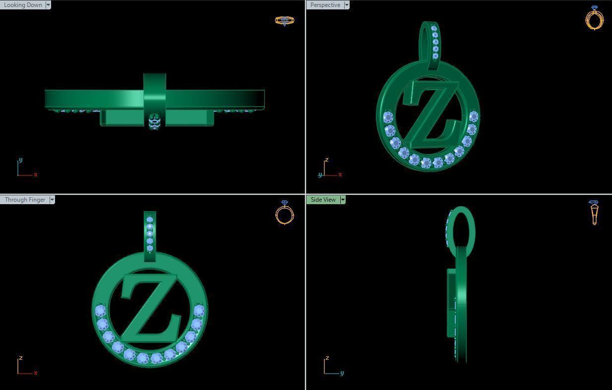 Z Letter Pendant 3D print model_8