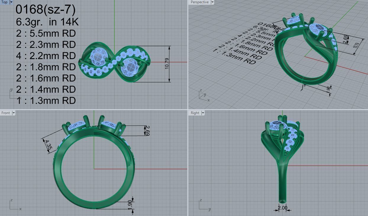 Infinity Style Diamond Ring 0168 3D print model_4