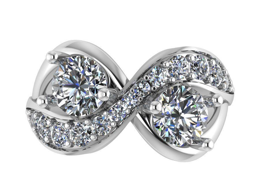 Infinity Style Diamond Ring 0168 3D print model_2