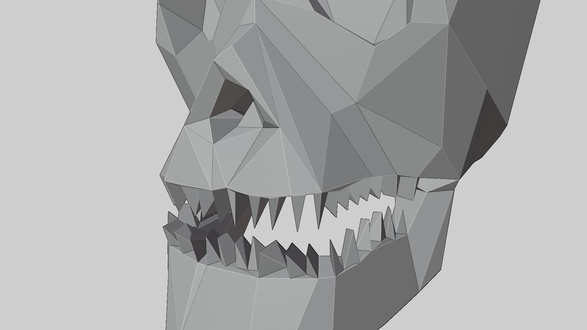 Low-Poly Human Skull 3D print model_14