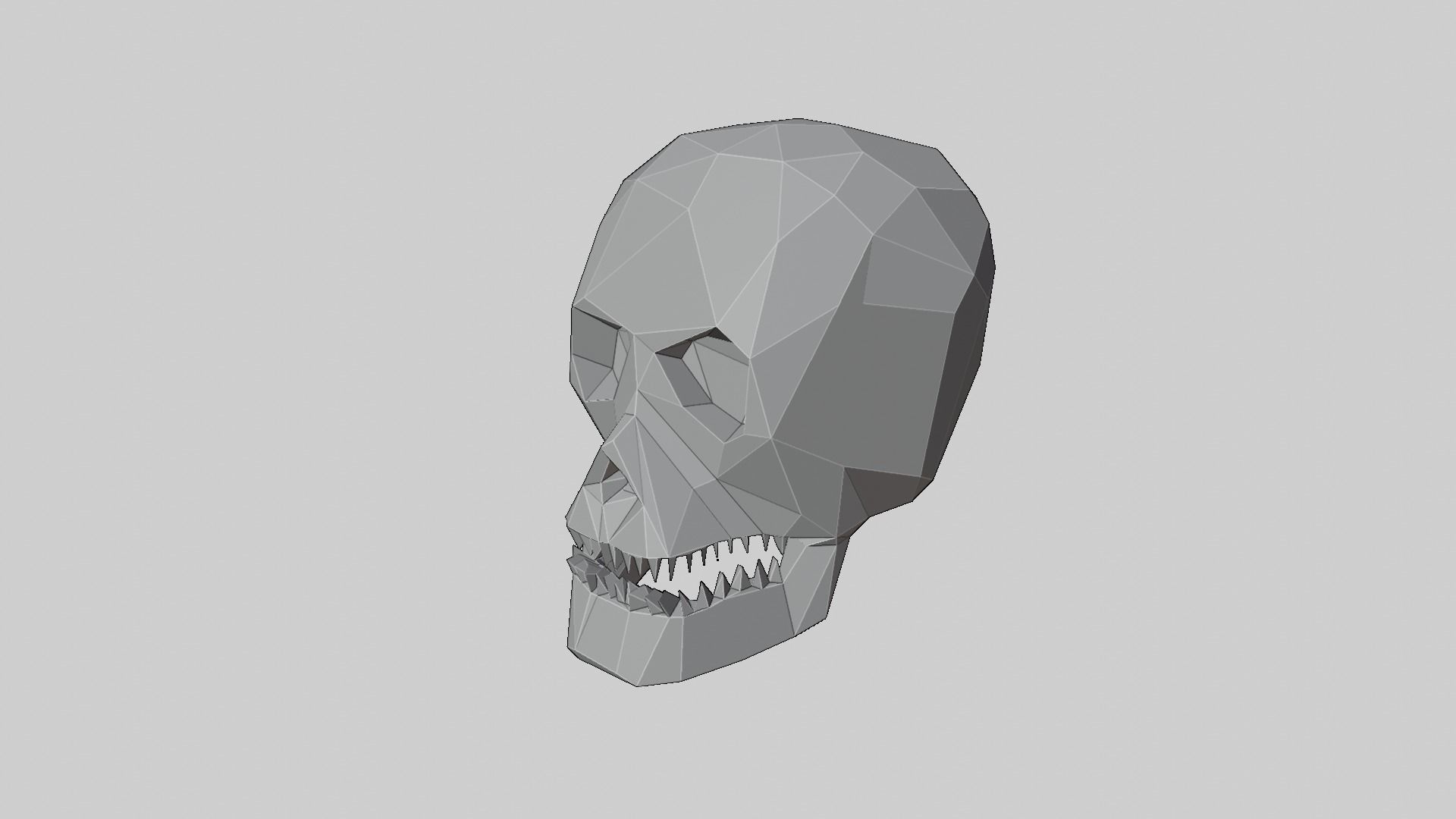 Low-Poly Human Skull 3D print model_7