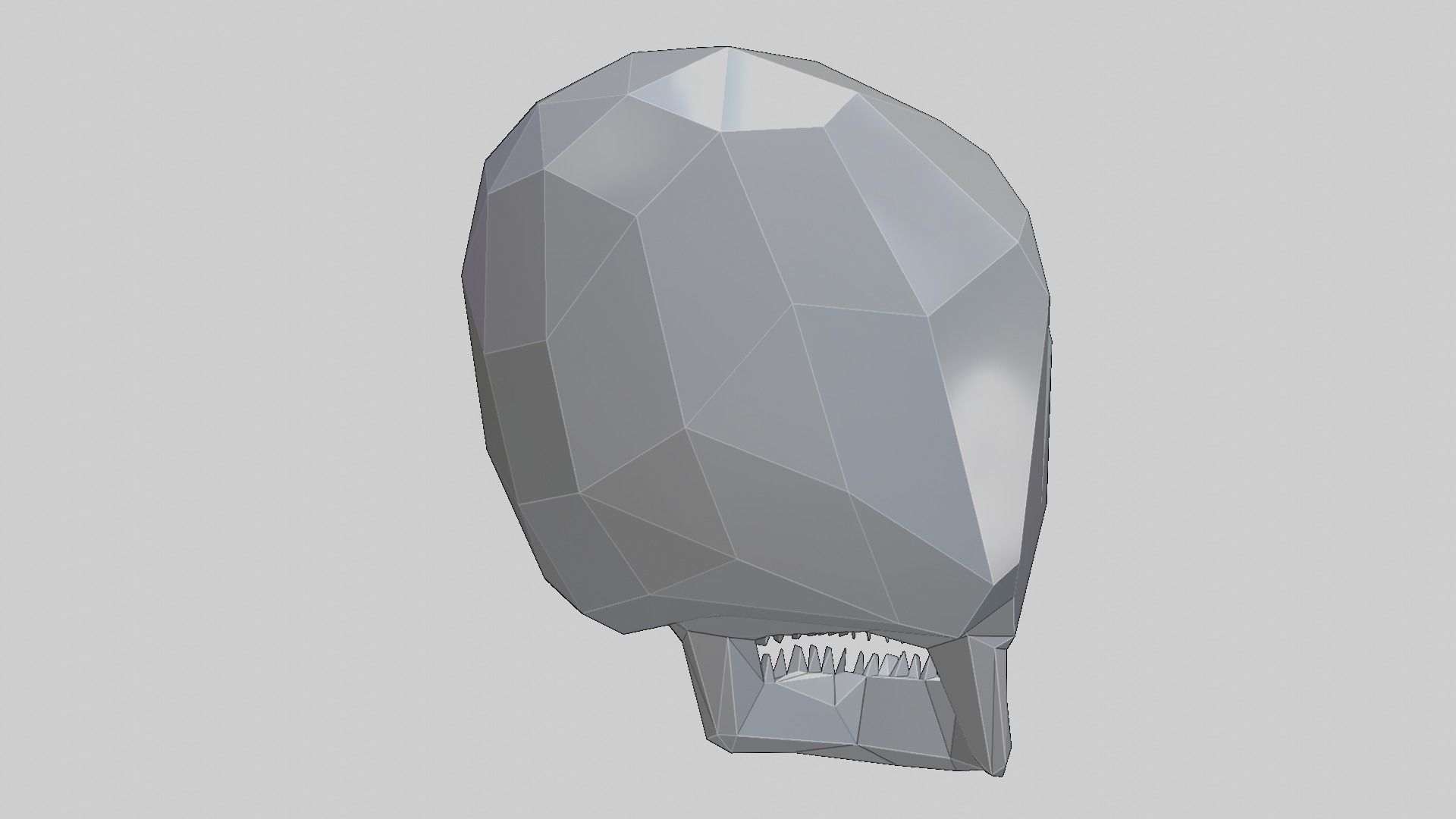 Low-Poly Human Skull 3D print model_4