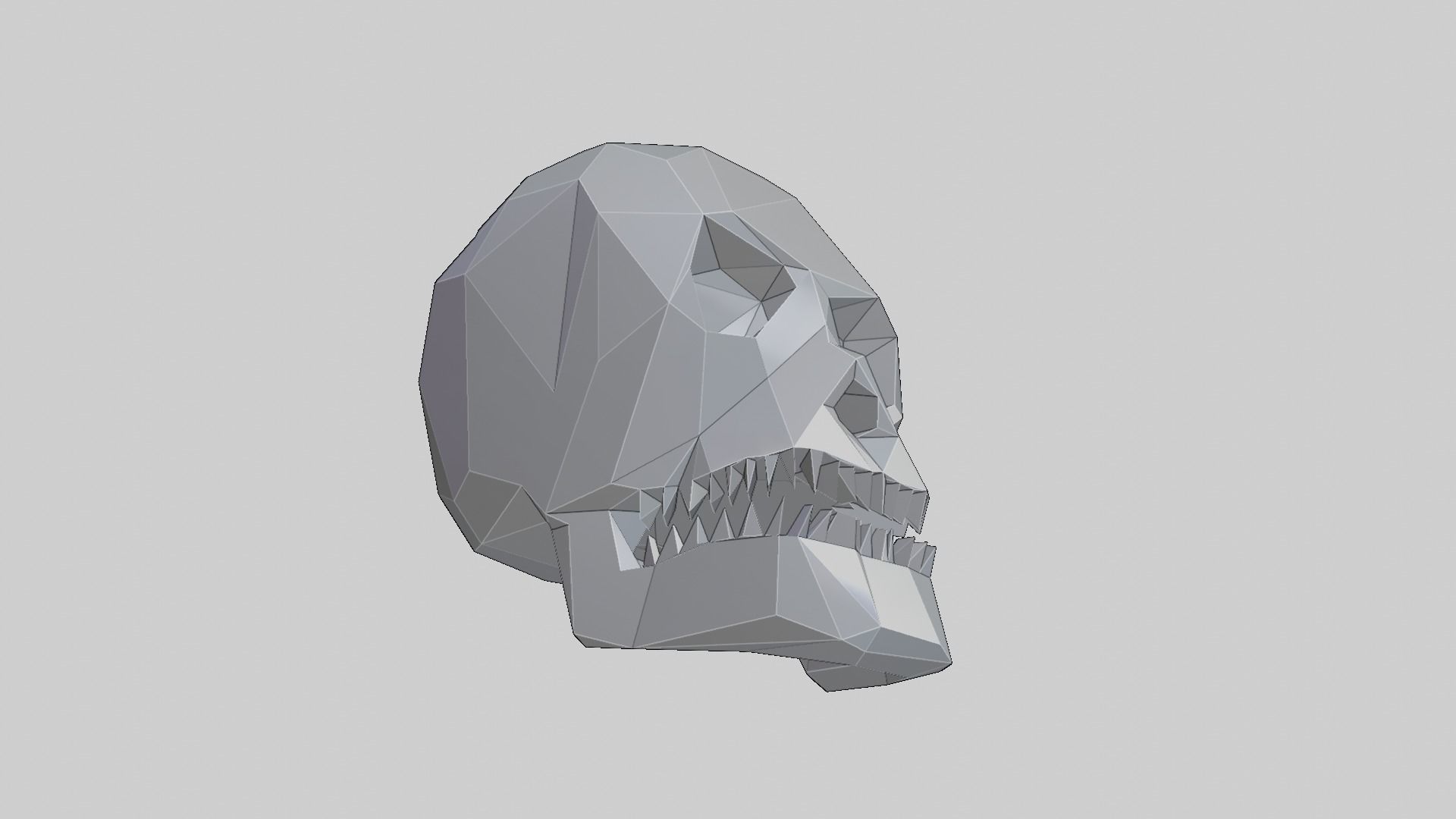 Low-Poly Human Skull 3D print model_2