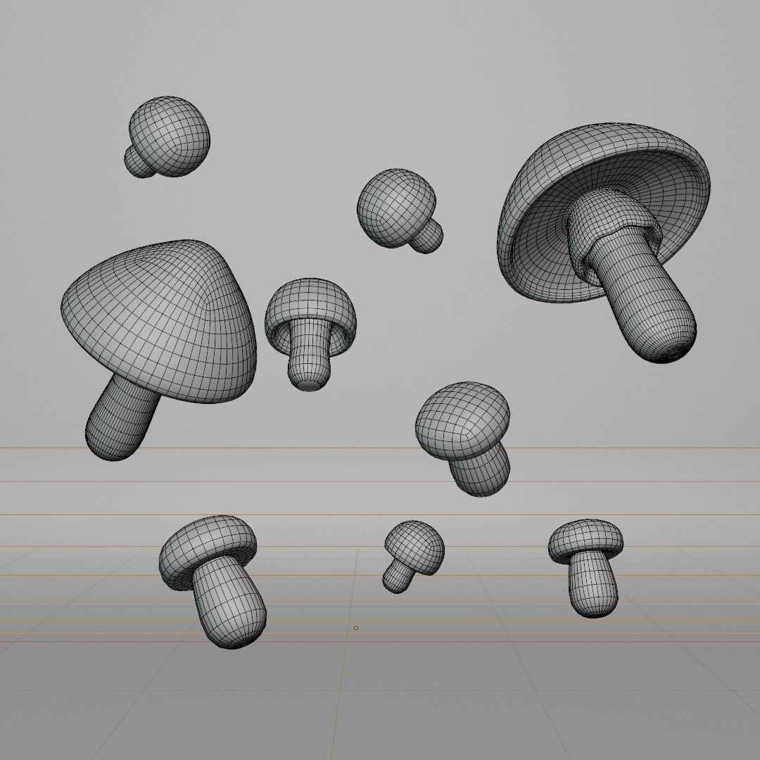 Lowpoly High Quality PBR Material Mushroom Pack 1 Low-poly 3D model_2