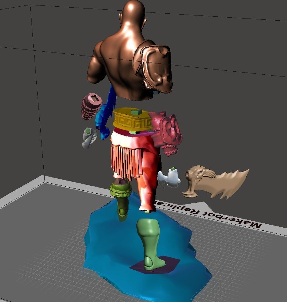 Kratos With Double Blade and Seperated 3D print model_2