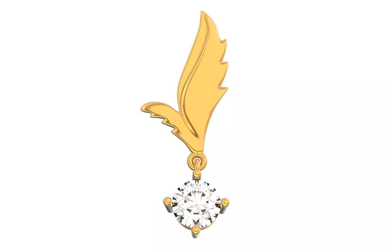 elegant leaf pendant with diamond stone 3D print model
