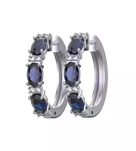 Gold earring with sapphires and diamonds 