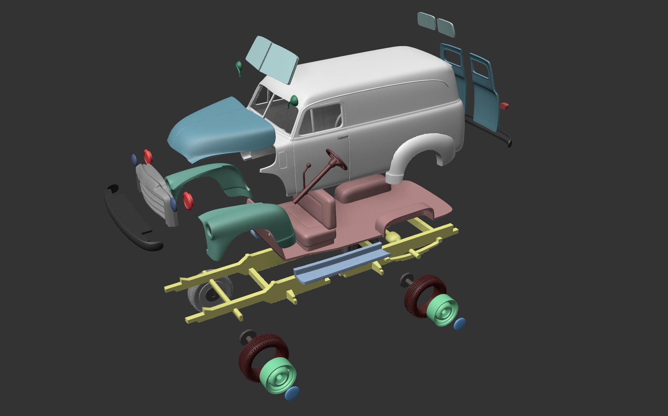 GMC PANEL TRUCK 1952 3D print model_11