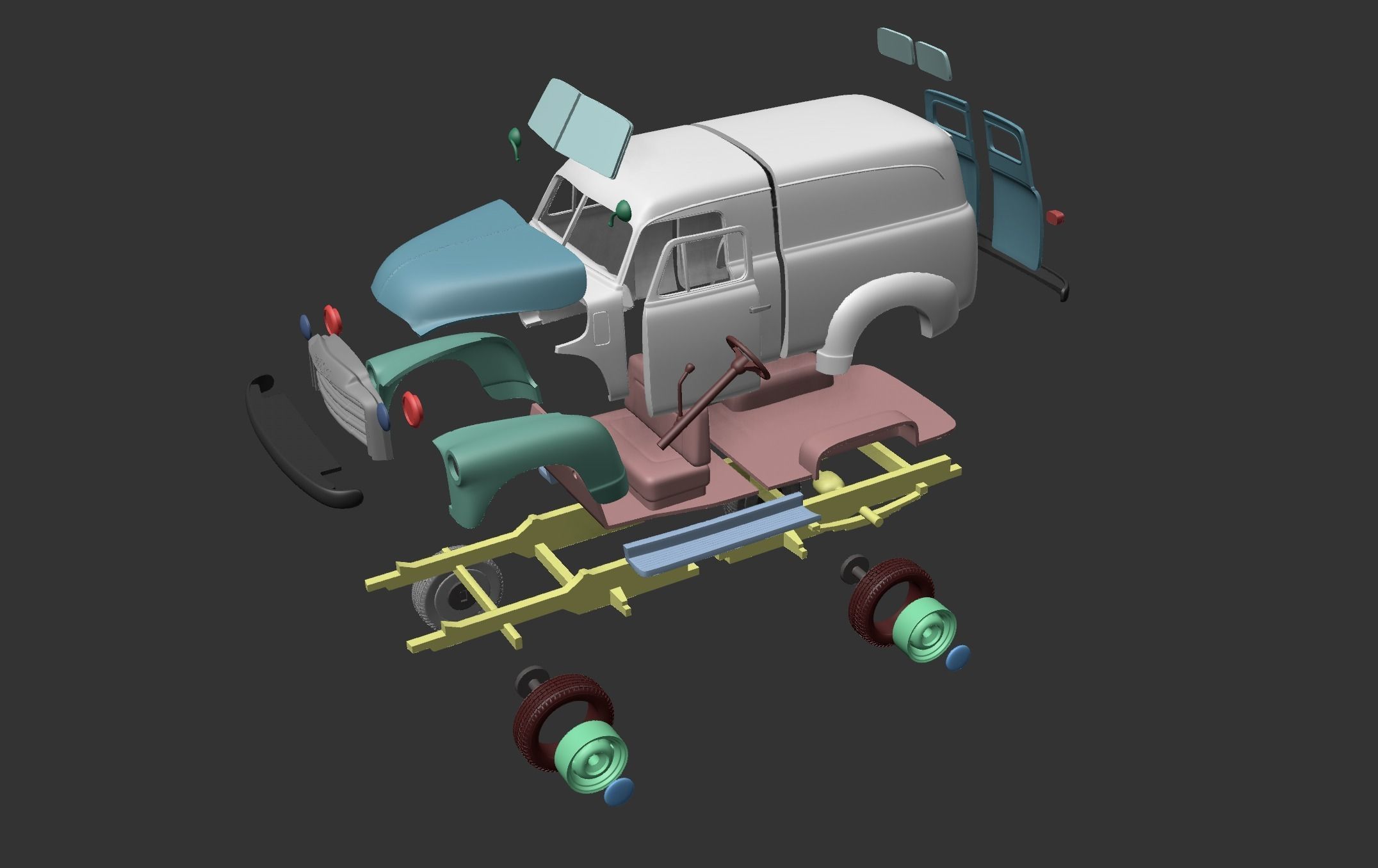 GMC PANEL TRUCK 1952 3D print model_9