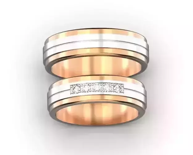 Gold wedding rings set with diamonds