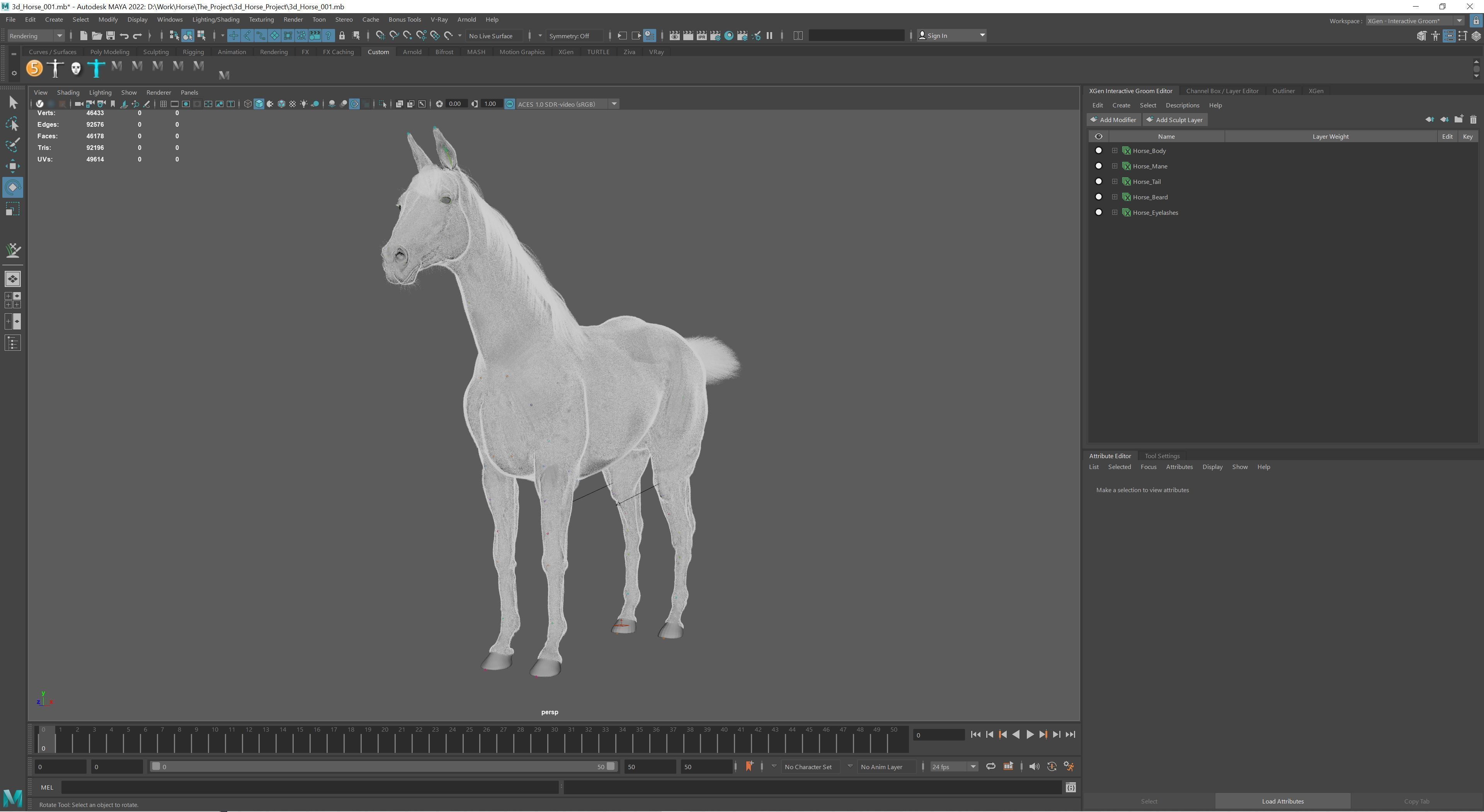 Horse Model 3D - Rigged - X-gen interactive grooming 3D model_27