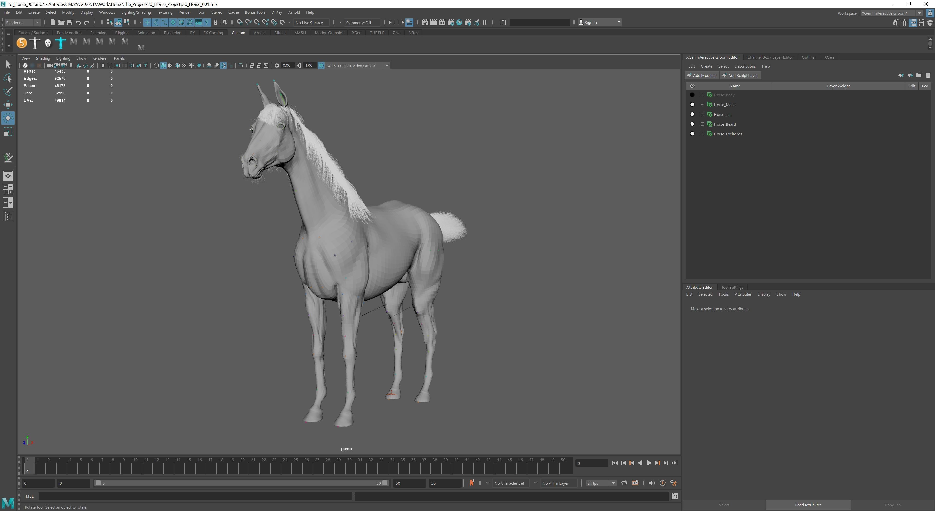 Horse Model 3D - Rigged - X-gen interactive grooming 3D model_29