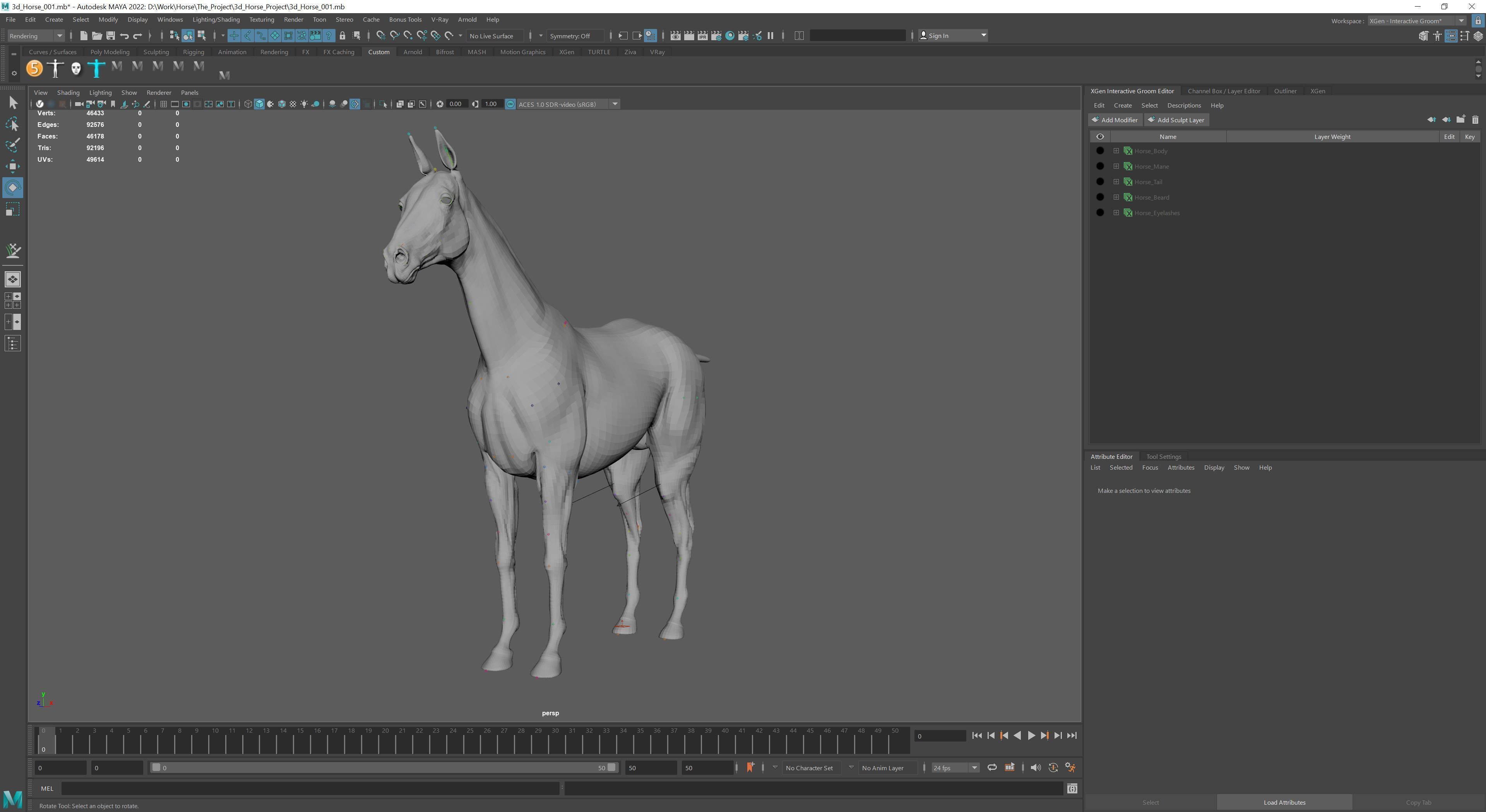 Horse Model 3D - Rigged - X-gen interactive grooming 3D model_28