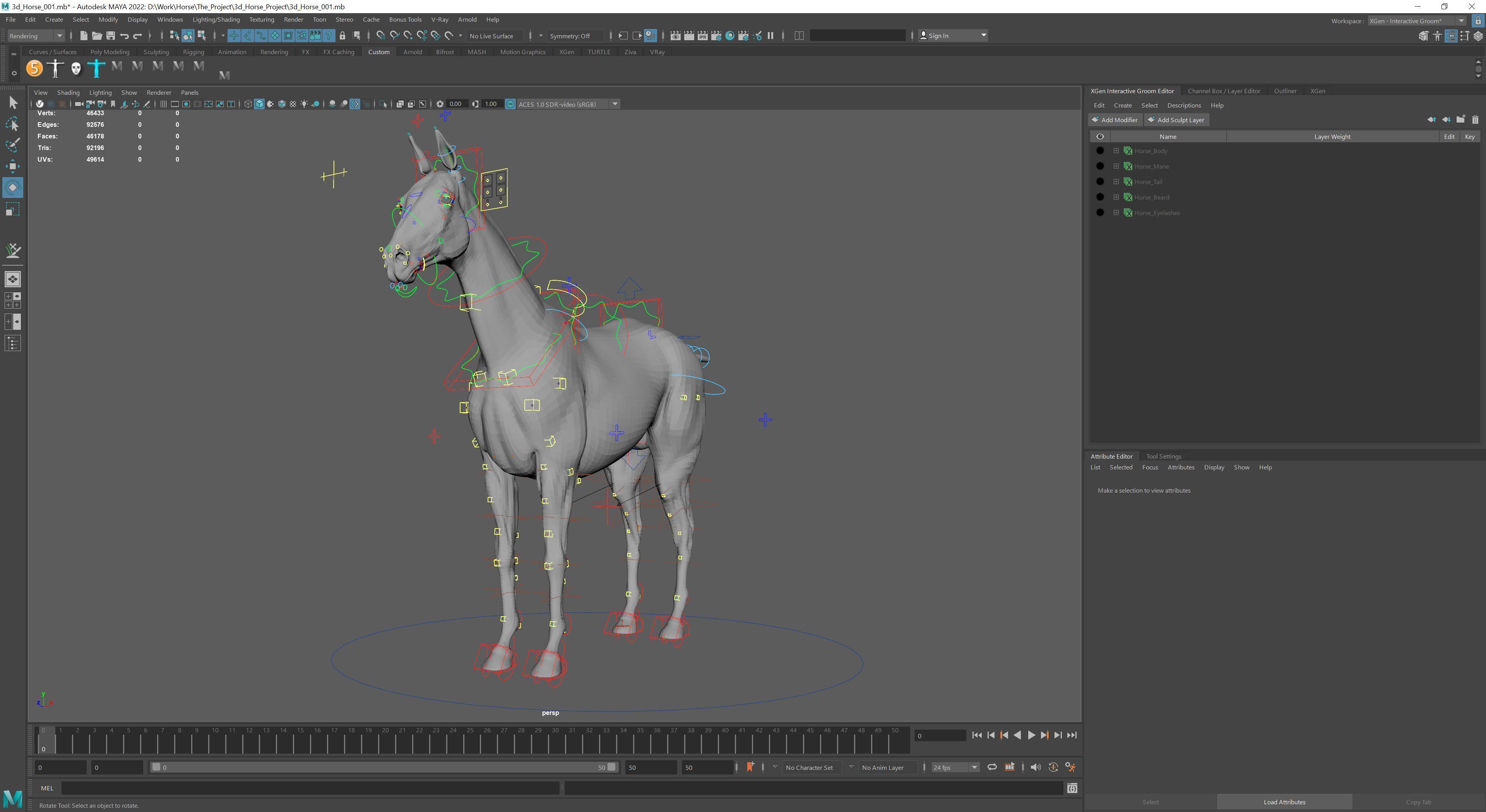 Horse Model 3D - Rigged - X-gen interactive grooming 3D model_26