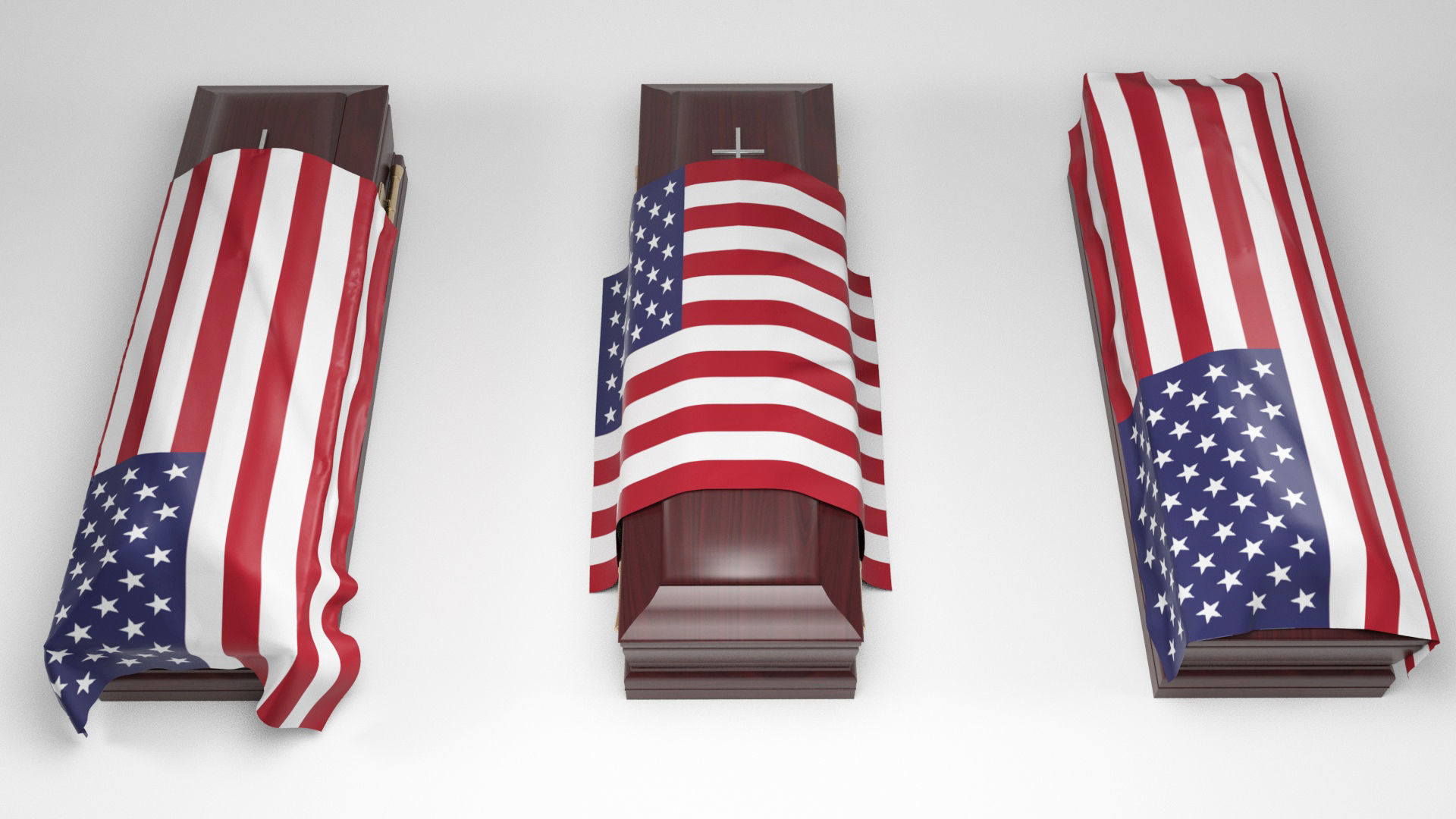 Coffins with flags Low-poly 3D model_3