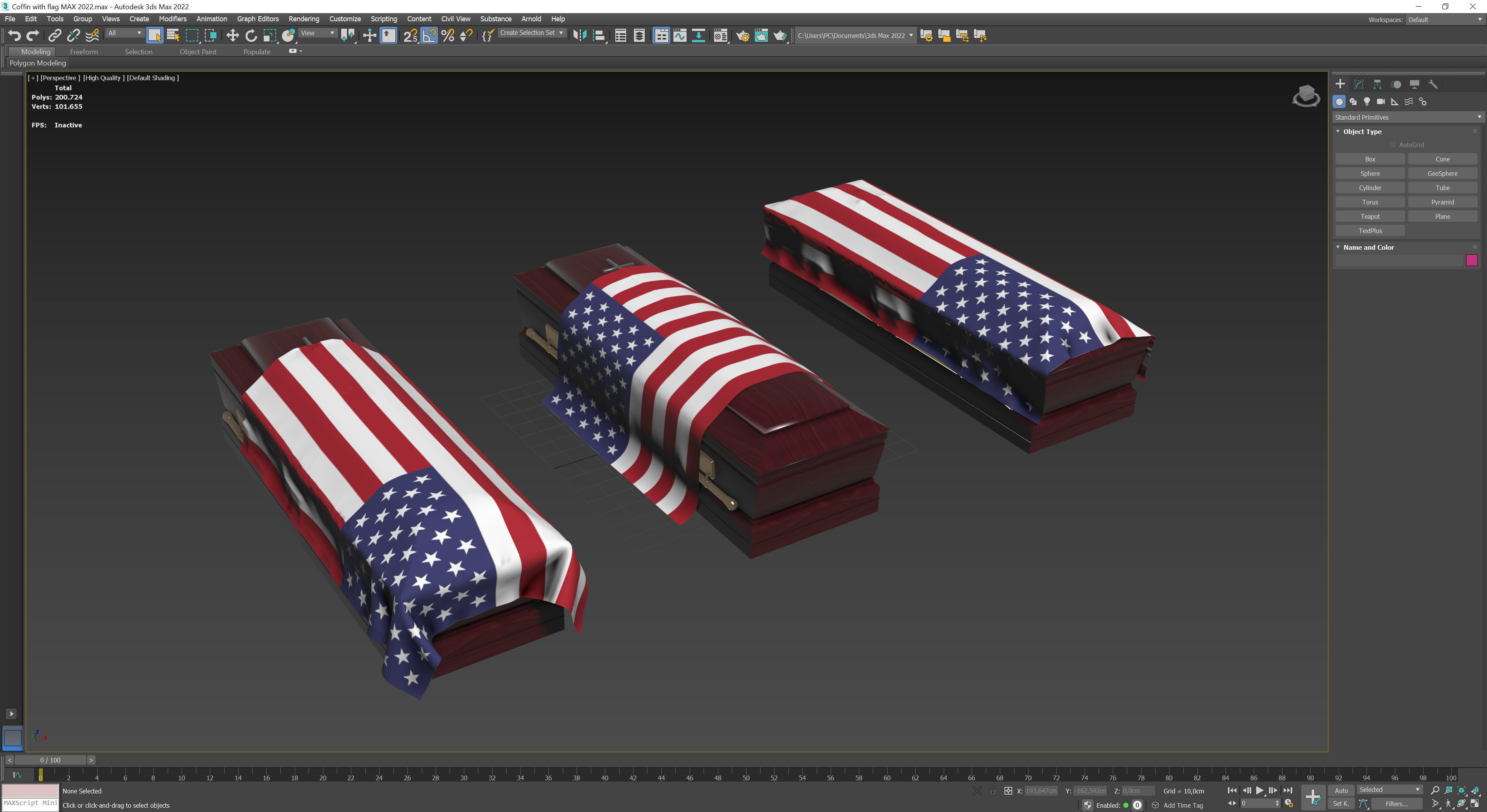 Coffins with flags Low-poly 3D model_8