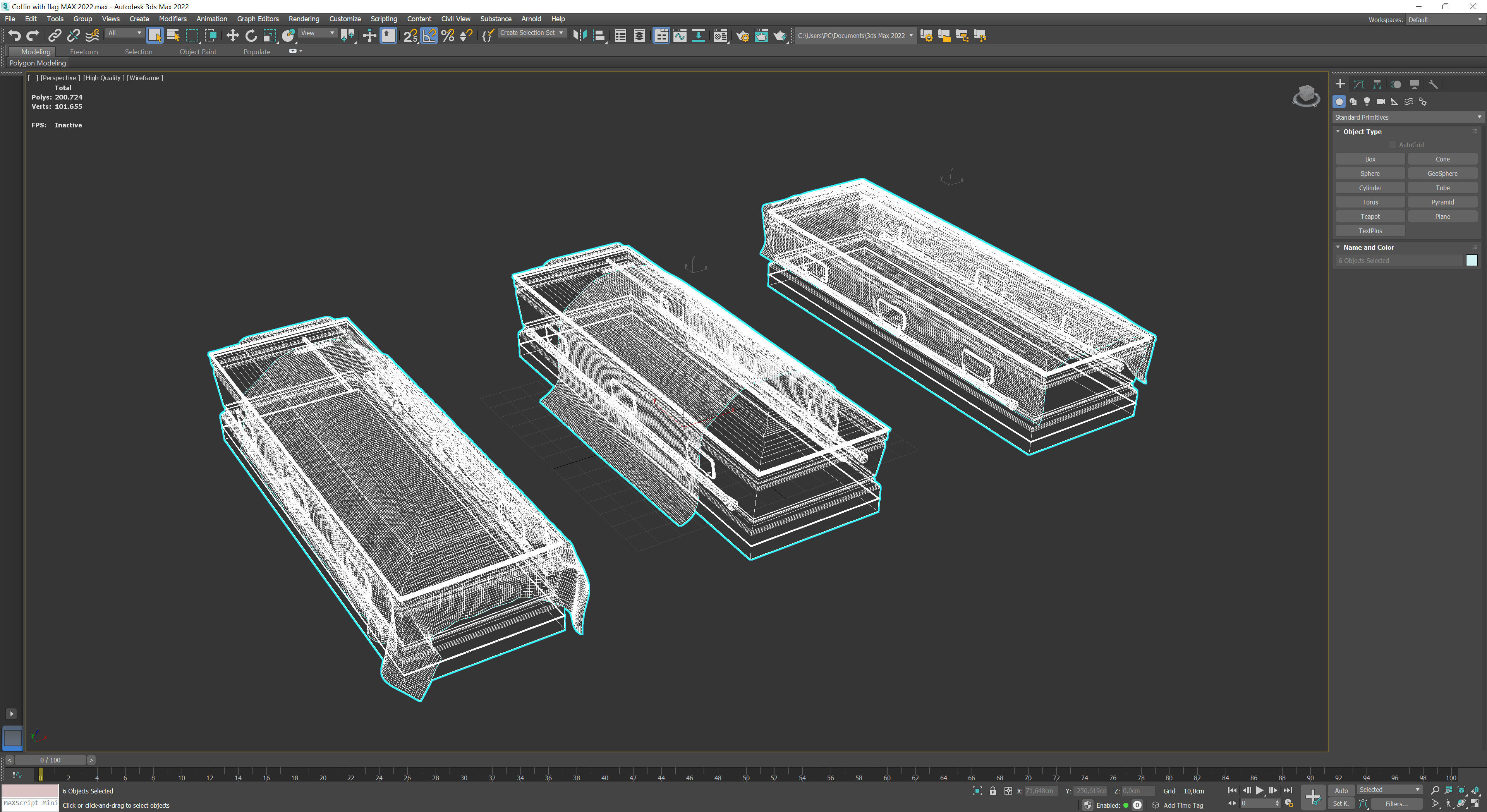 Coffins with flags Low-poly 3D model_9