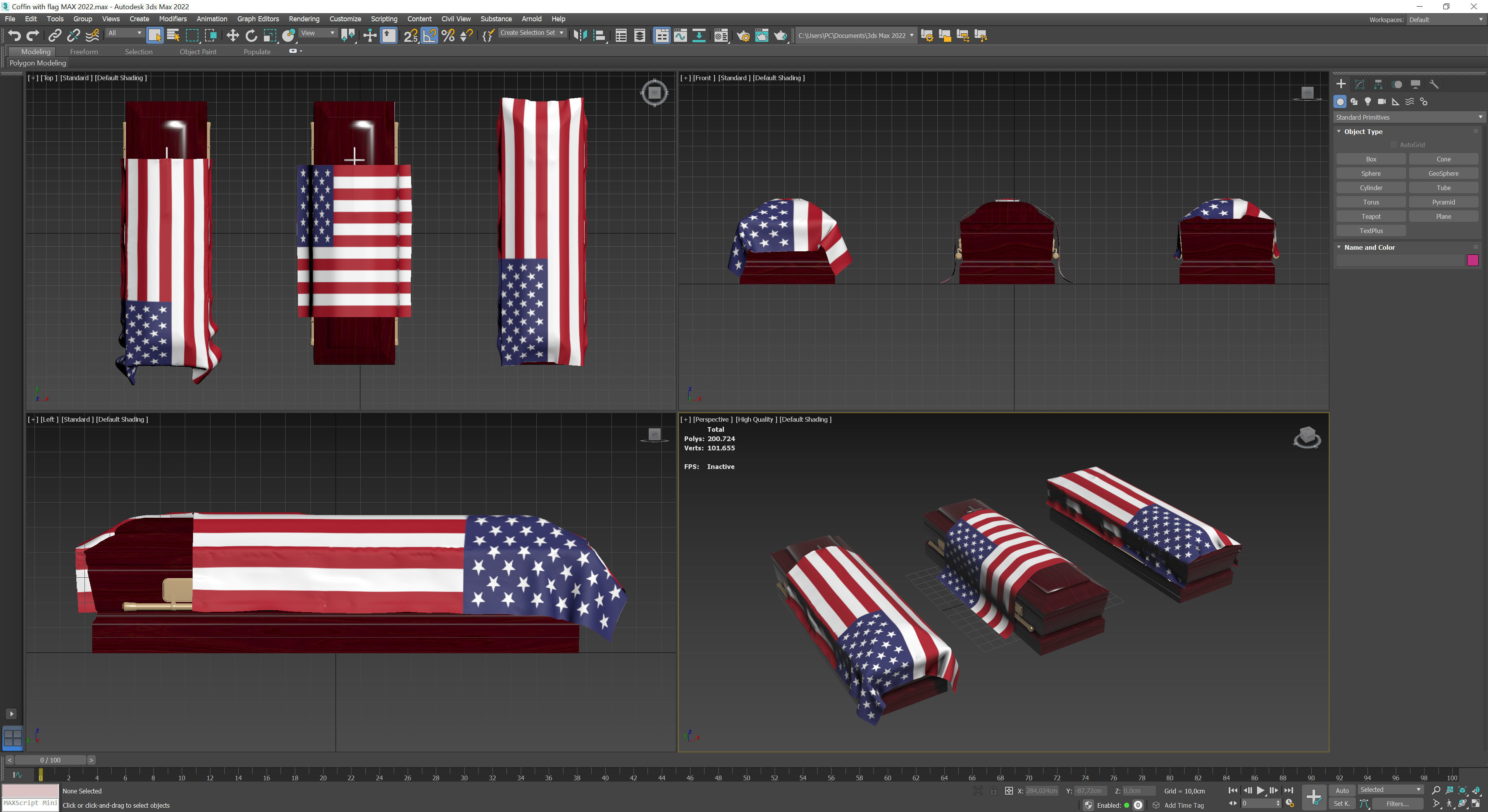 Coffins with flags Low-poly 3D model_7