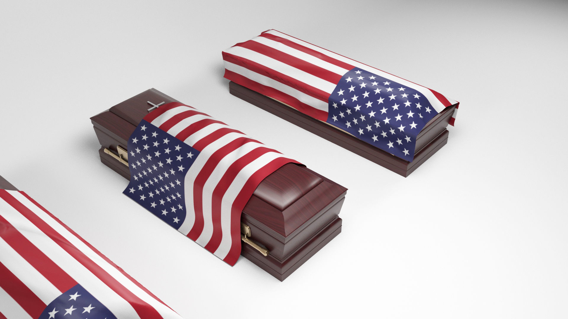 Coffins with flags Low-poly 3D model_5