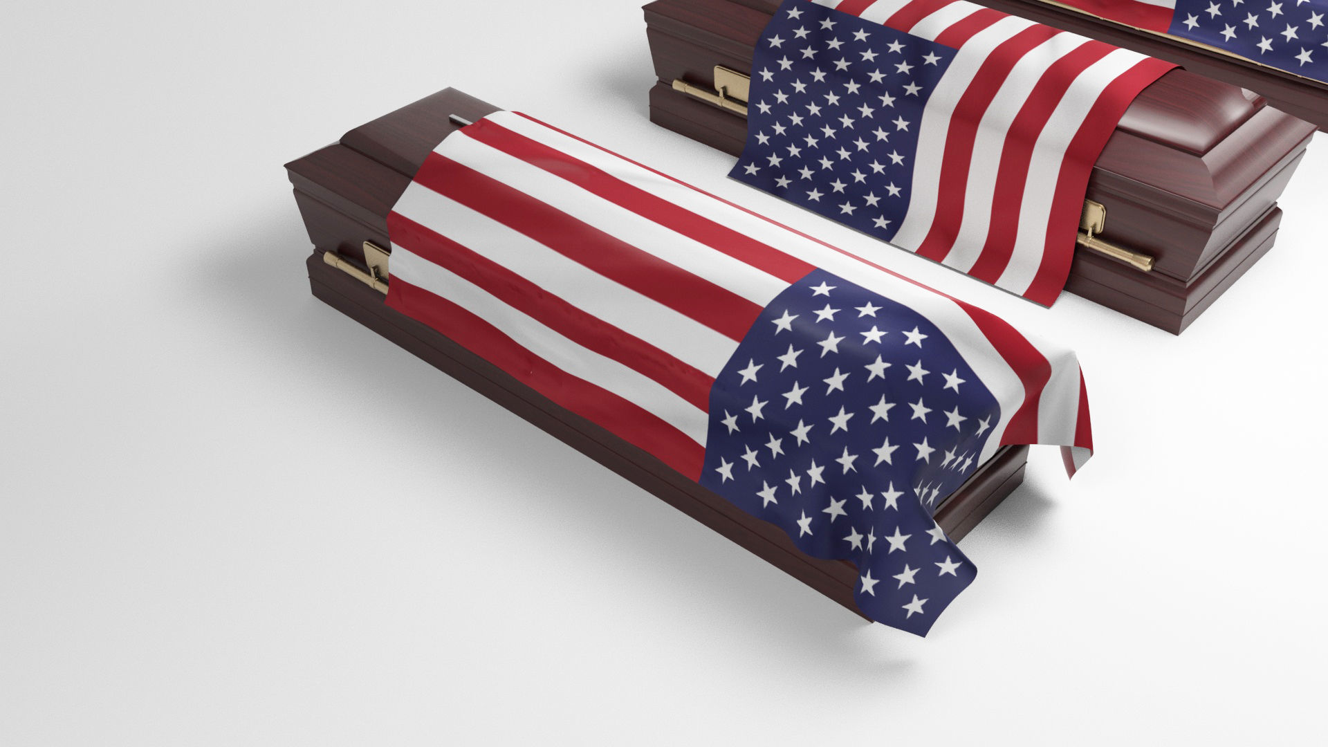 Coffins with flags Low-poly 3D model_4