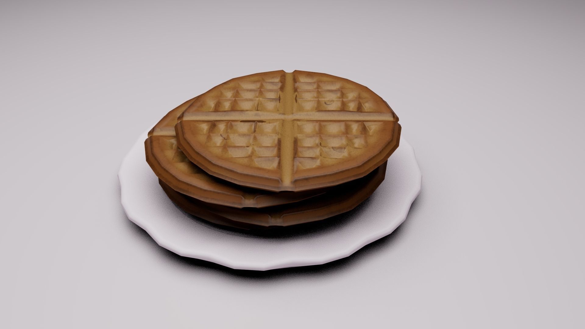 Waffles with berries and cream Free low-poly 3D model_1