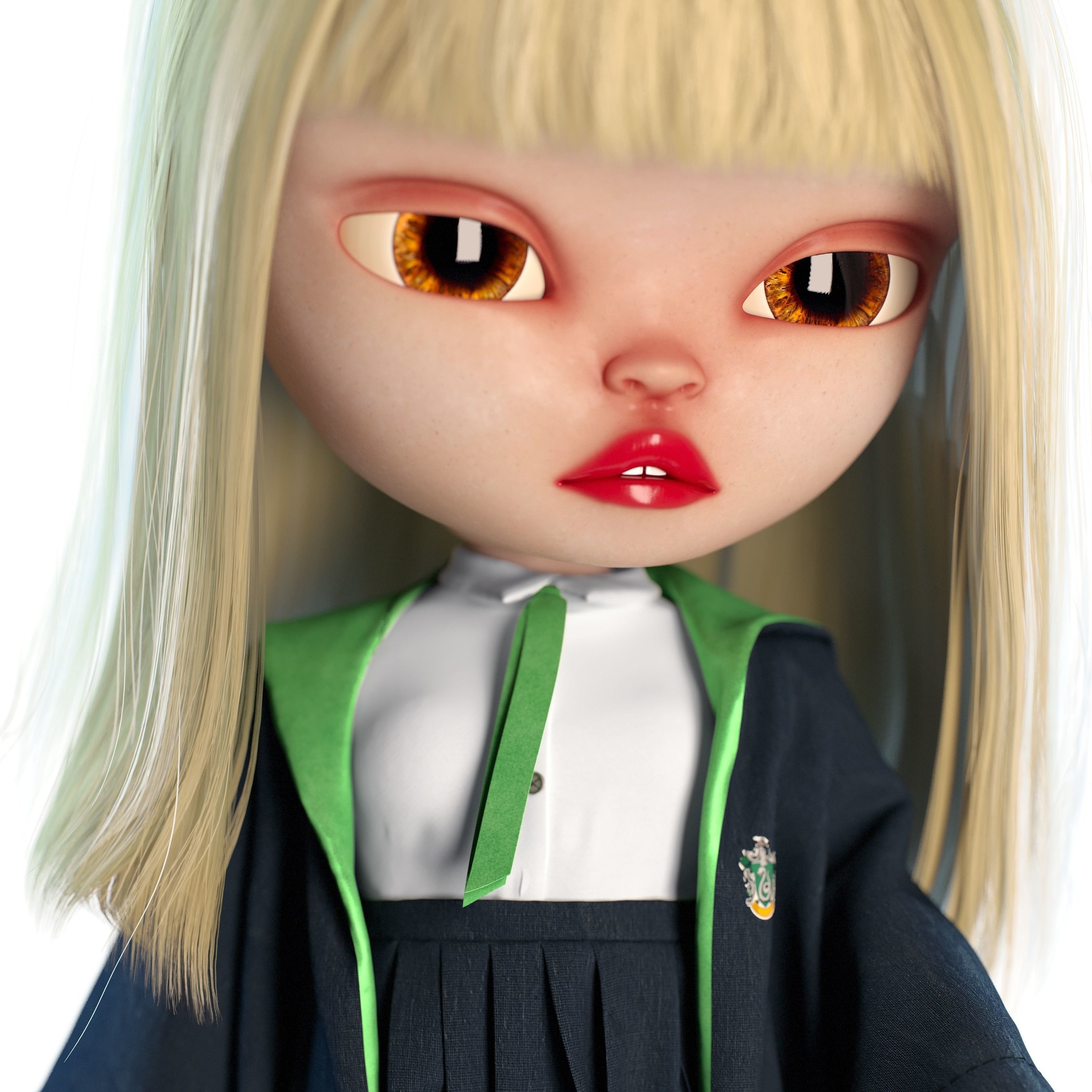 Olivia Wizard Green Doll 3D model_6