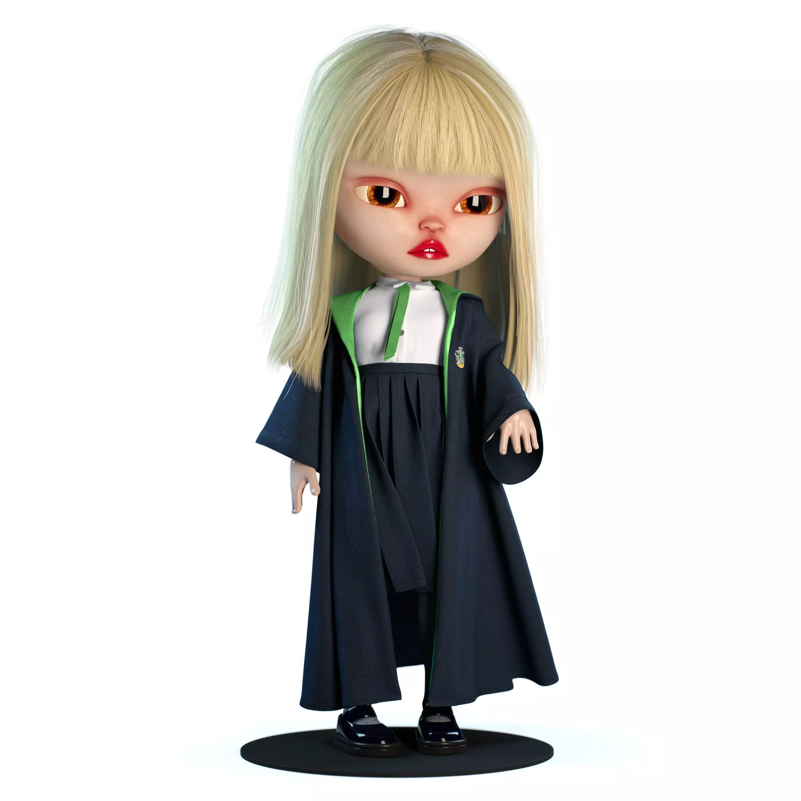 Olivia Wizard Green Doll 3D model_0