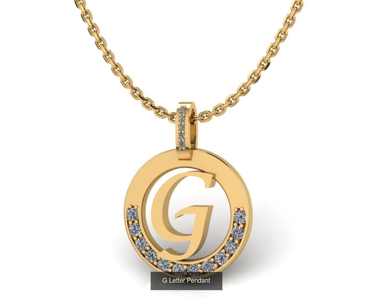 Alphabet Letter Pendant 3D Model Collection_9