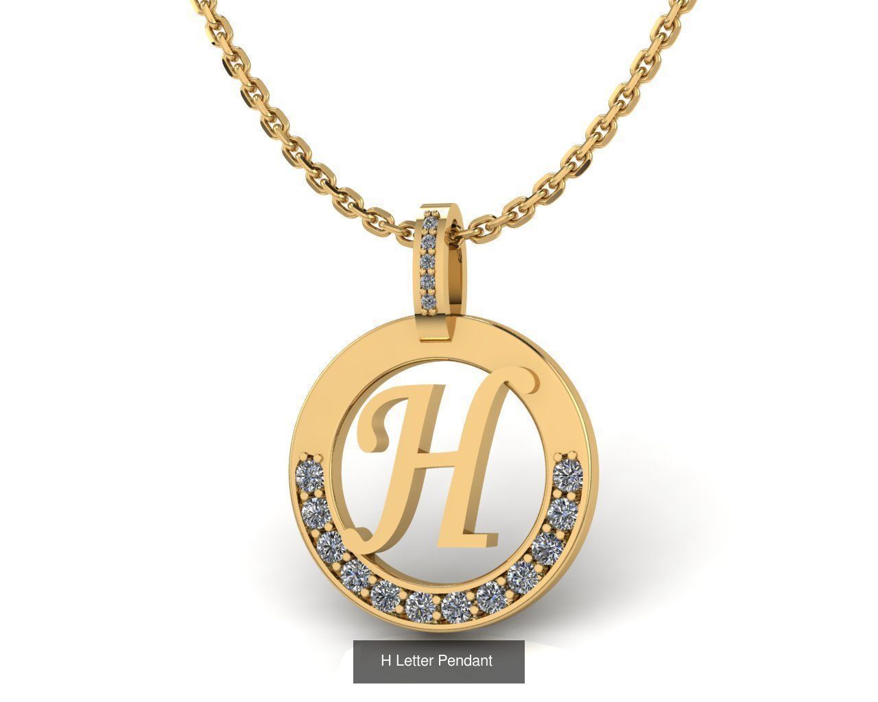 Alphabet Letter Pendant 3D Model Collection_10