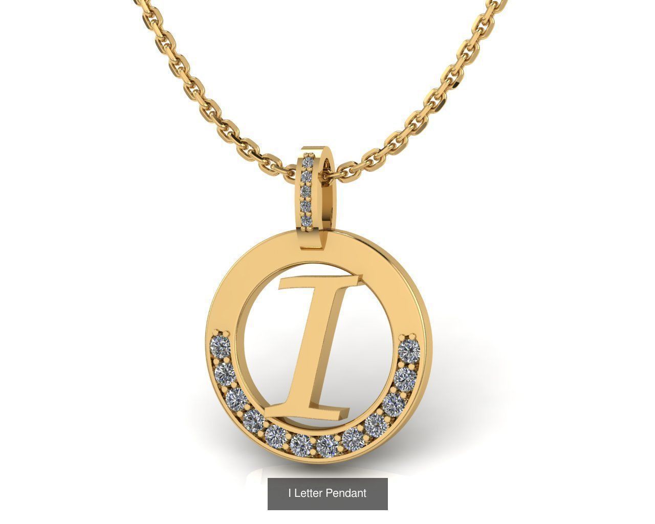 Alphabet Letter Pendant 3D Model Collection_11