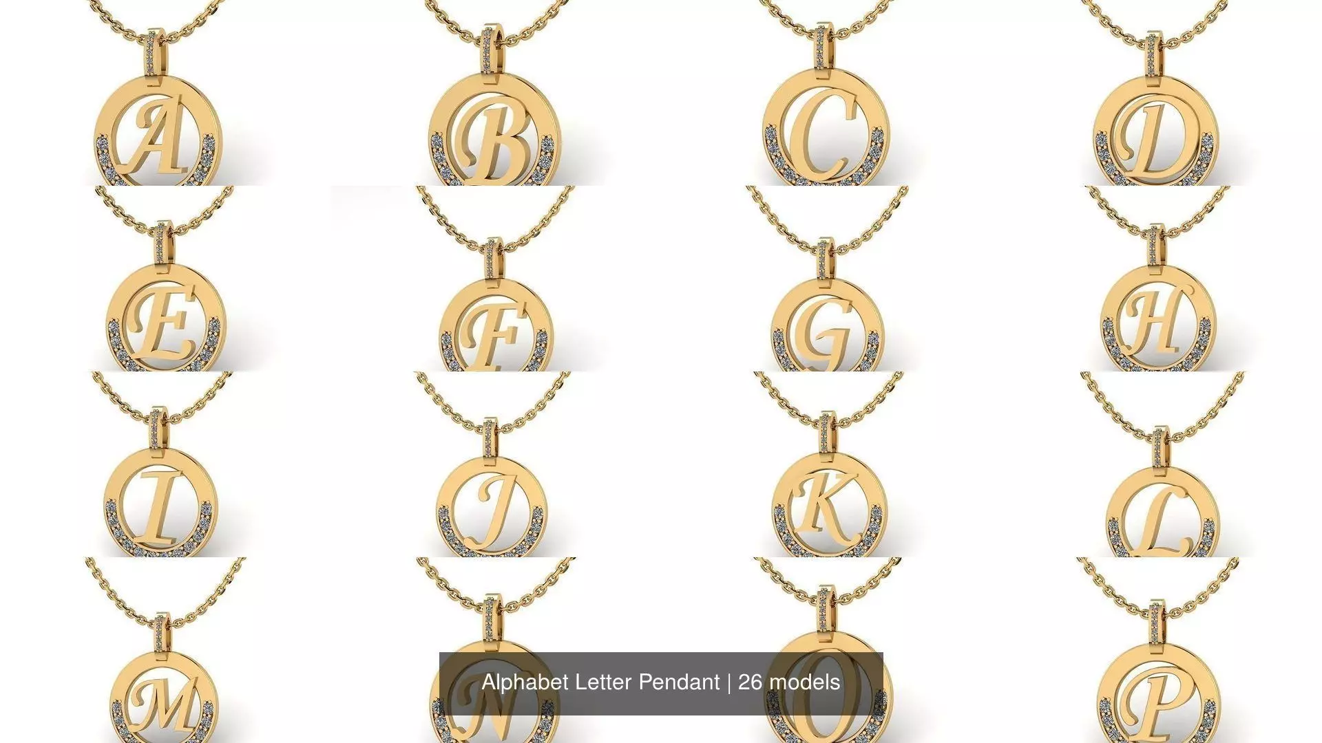 Alphabet Letter Pendant 3D Model Collection_0