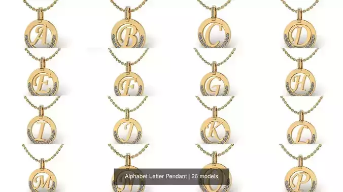 Alphabet Letter Pendant 3D Model Collection