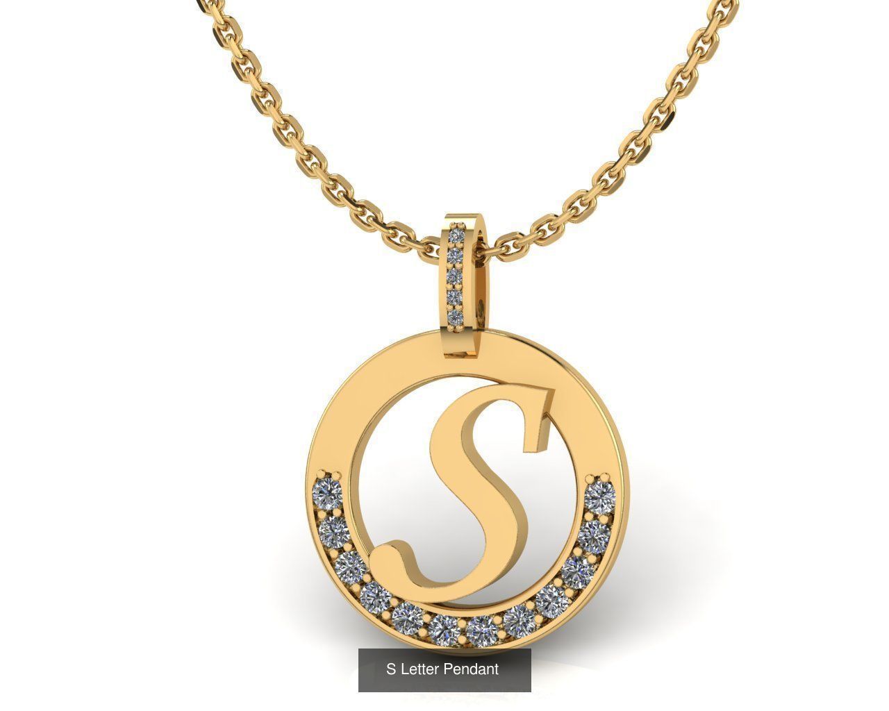 Alphabet Letter Pendant 3D Model Collection_21