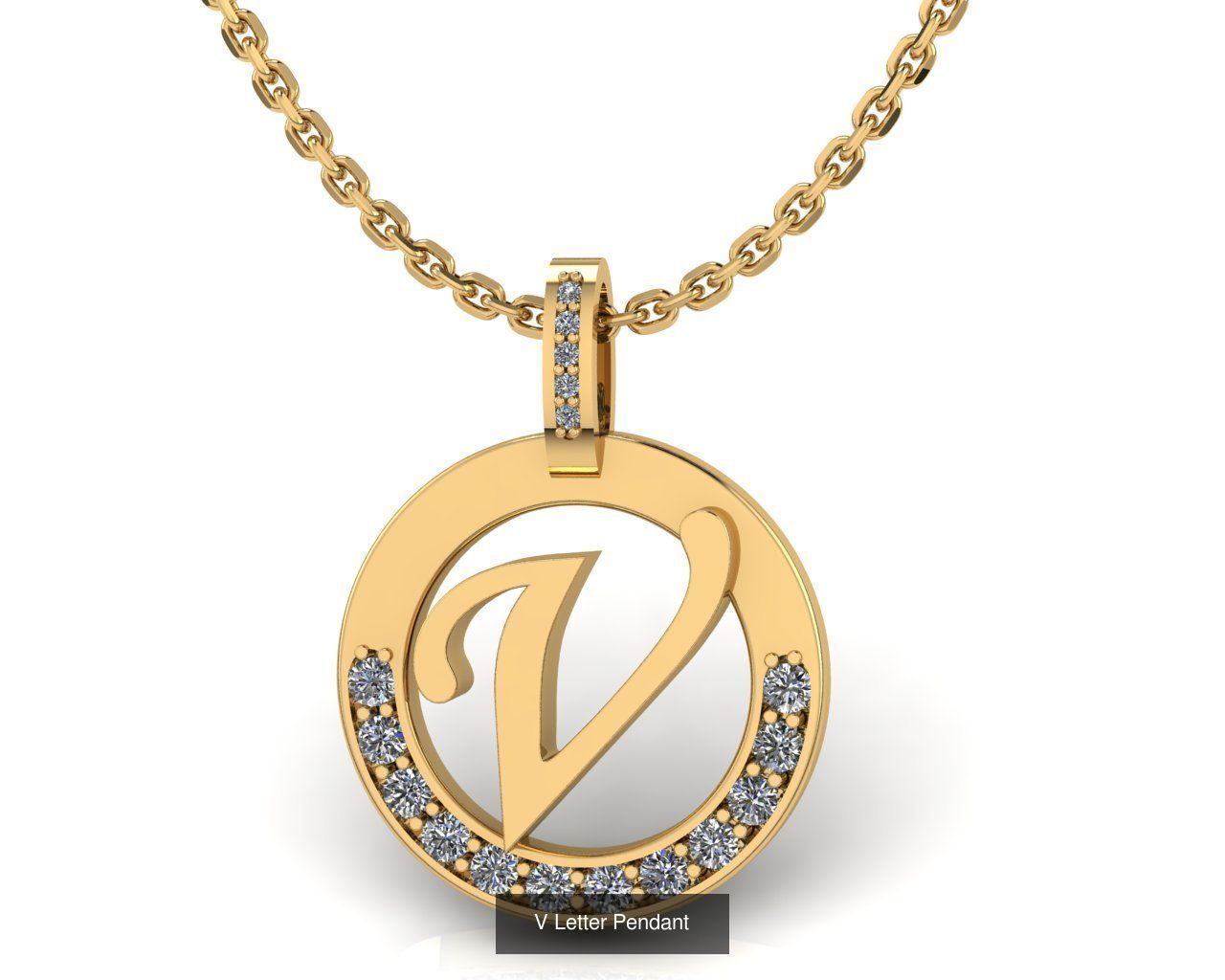 Alphabet Letter Pendant 3D Model Collection_24