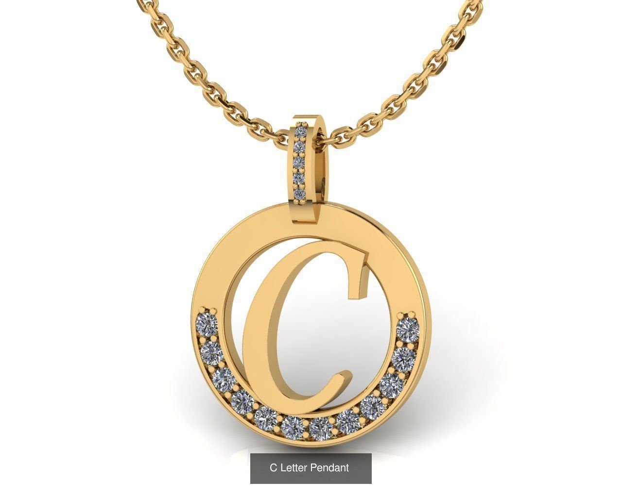 Alphabet Letter Pendant 3D Model Collection_5