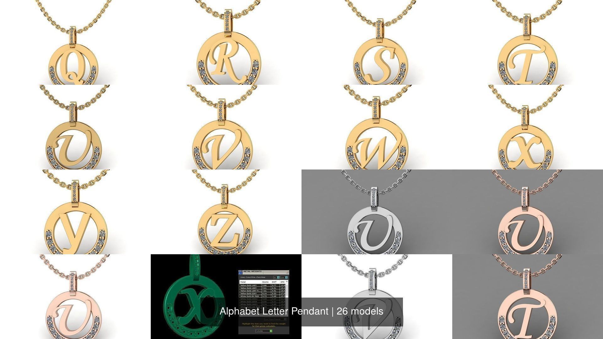 Alphabet Letter Pendant 3D Model Collection_2