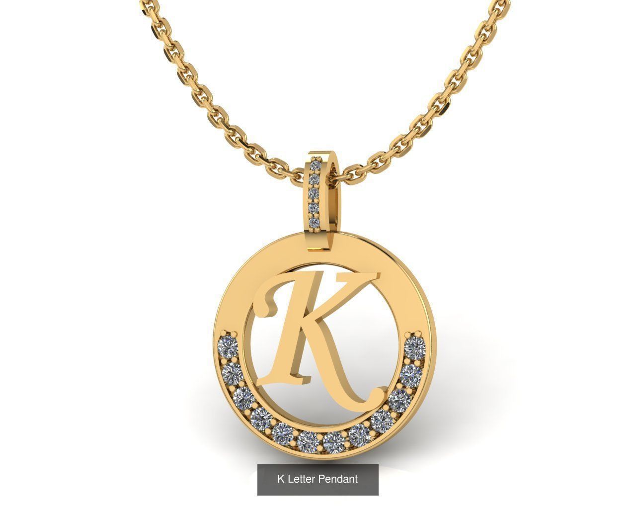 Alphabet Letter Pendant 3D Model Collection_13
