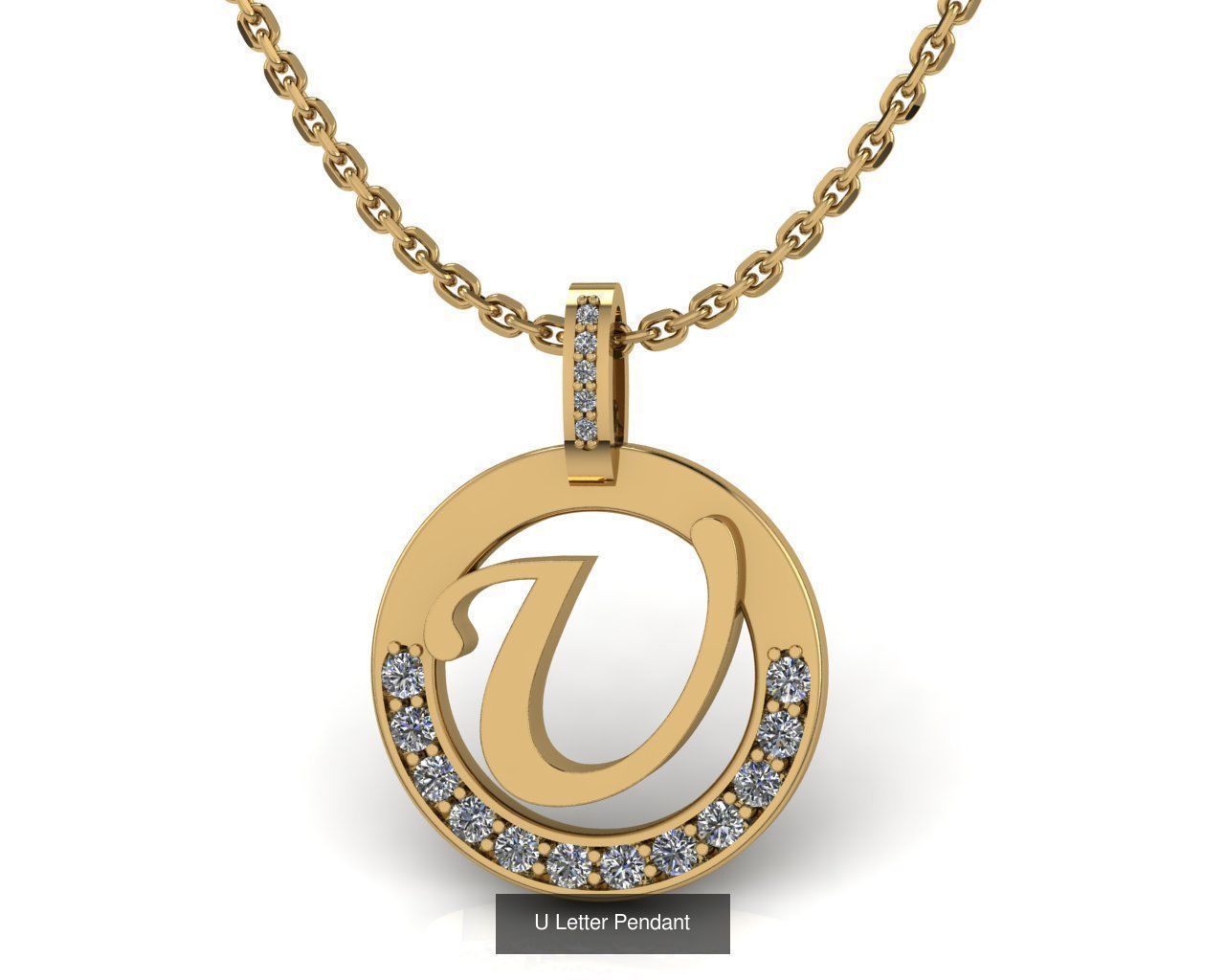 Alphabet Letter Pendant 3D Model Collection_23