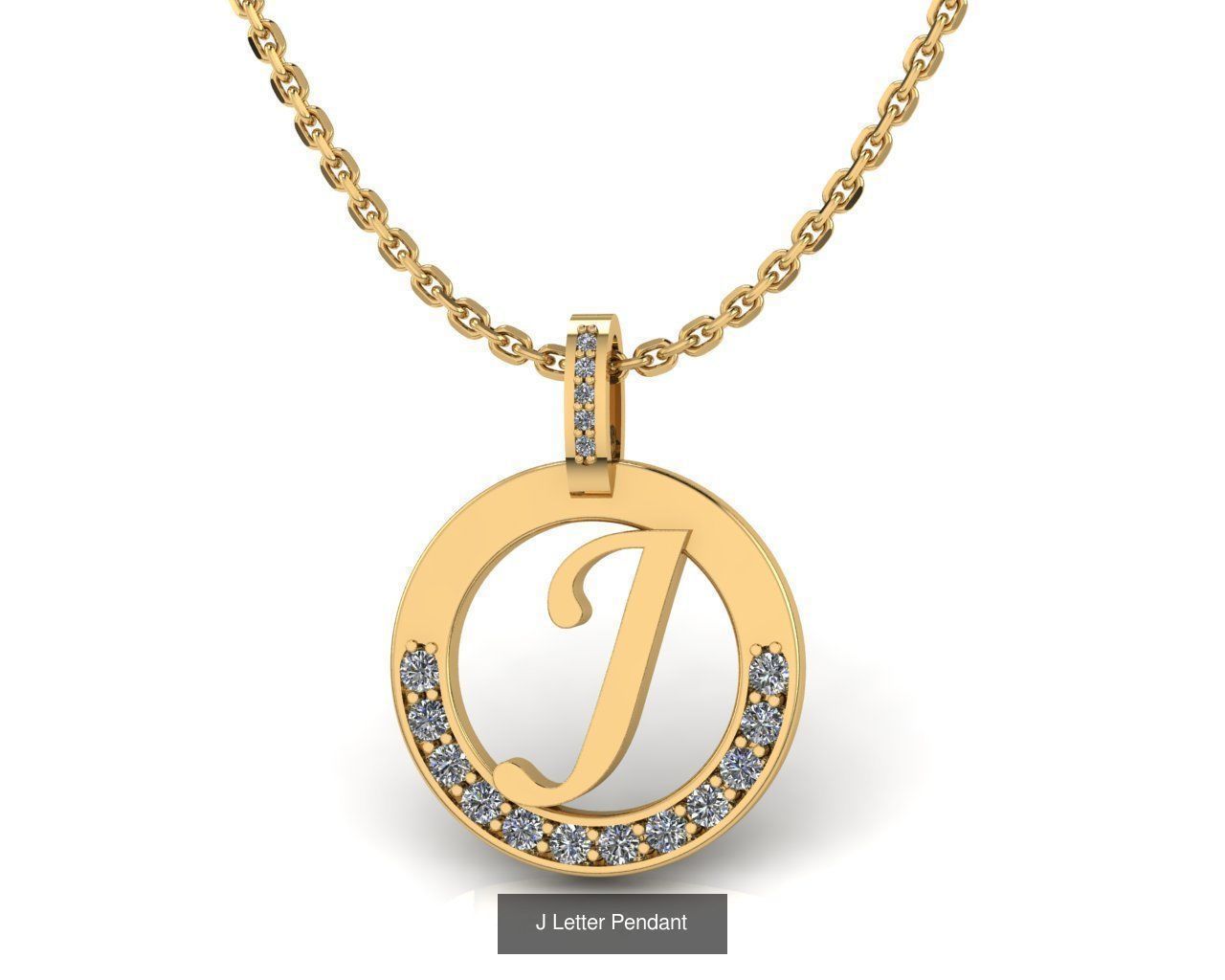 Alphabet Letter Pendant 3D Model Collection_12