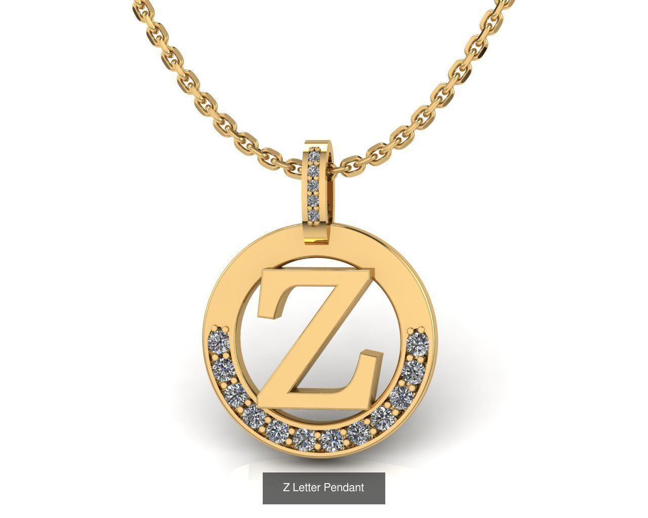 Alphabet Letter Pendant 3D Model Collection_28