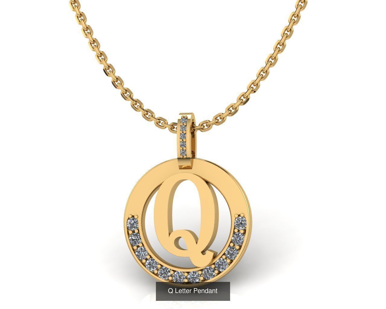 Alphabet Letter Pendant 3D Model Collection_19
