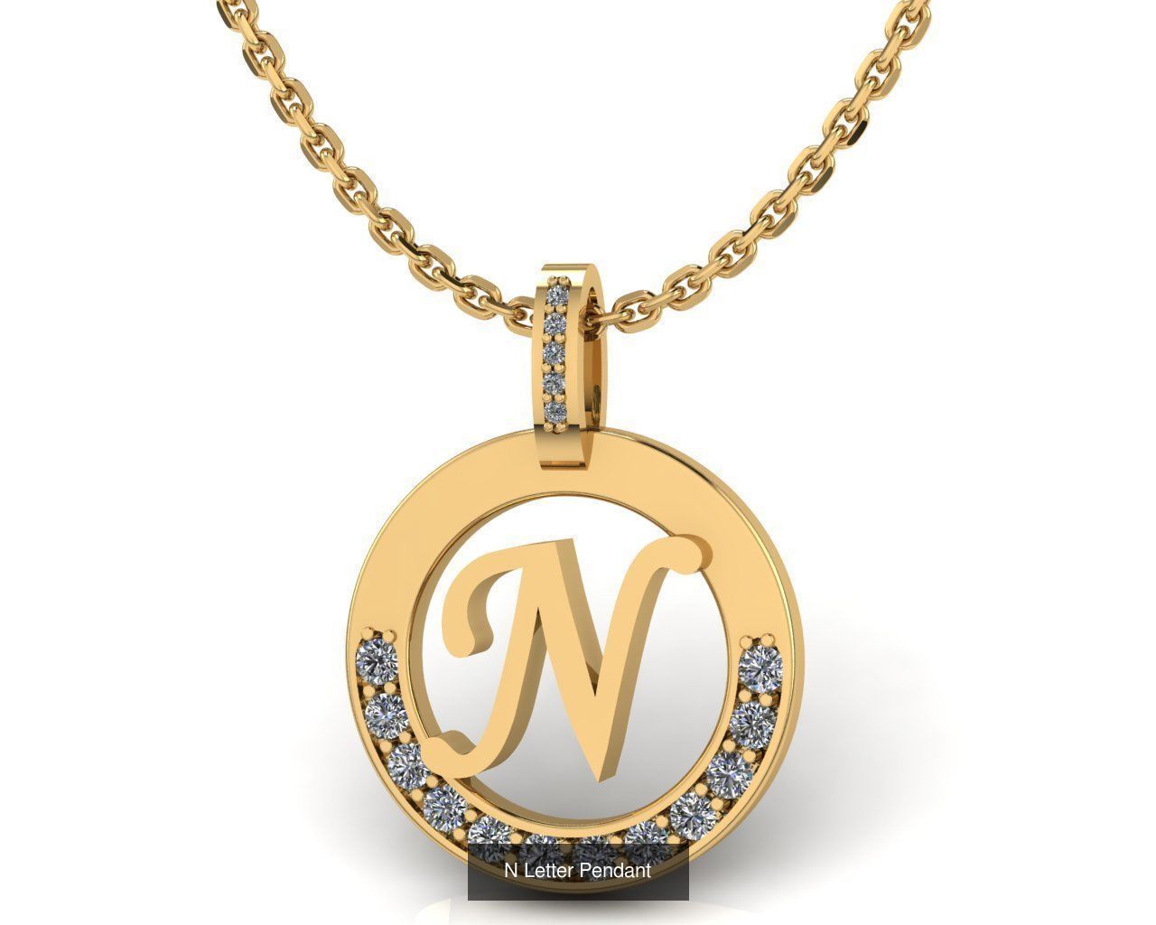 Alphabet Letter Pendant 3D Model Collection_16