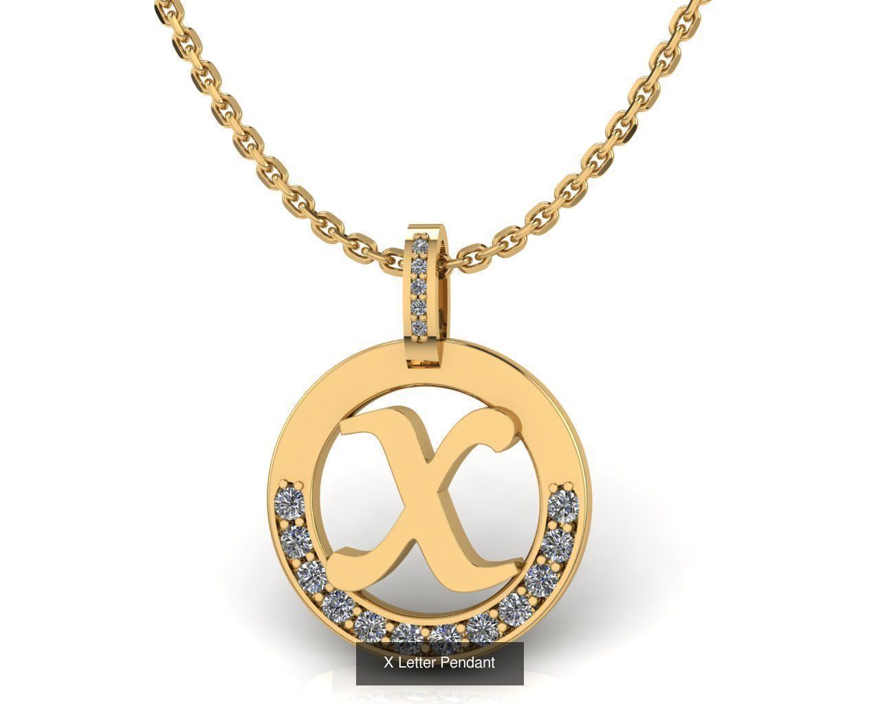 Alphabet Letter Pendant 3D Model Collection_26