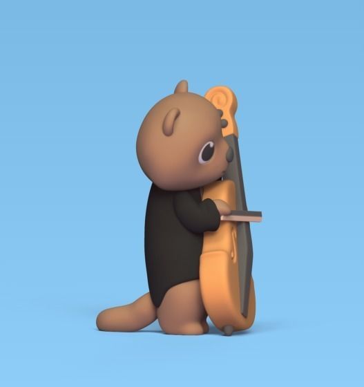 Otter Playing Cello 3D print model_2