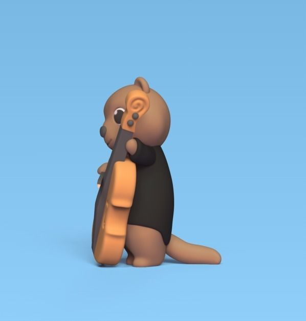 Otter Playing Cello 3D print model_1